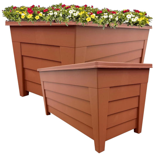 4 Terracotta Large Grosvenor Troughs Long Flower Planters For Home & Garden