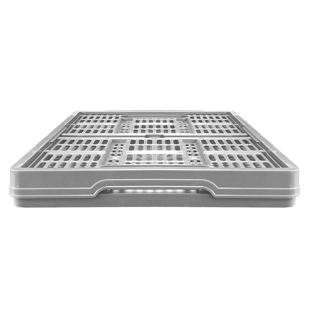 Grey 32L Plastic Folding Crate Boxes With Handles Collapsible, Foldable & Stackable
