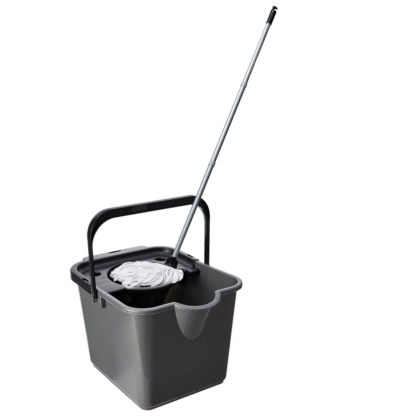 12L Mop & Bucket Set For Cleaning Hard Floors Complete With Pouring Lip & Cotton Mop