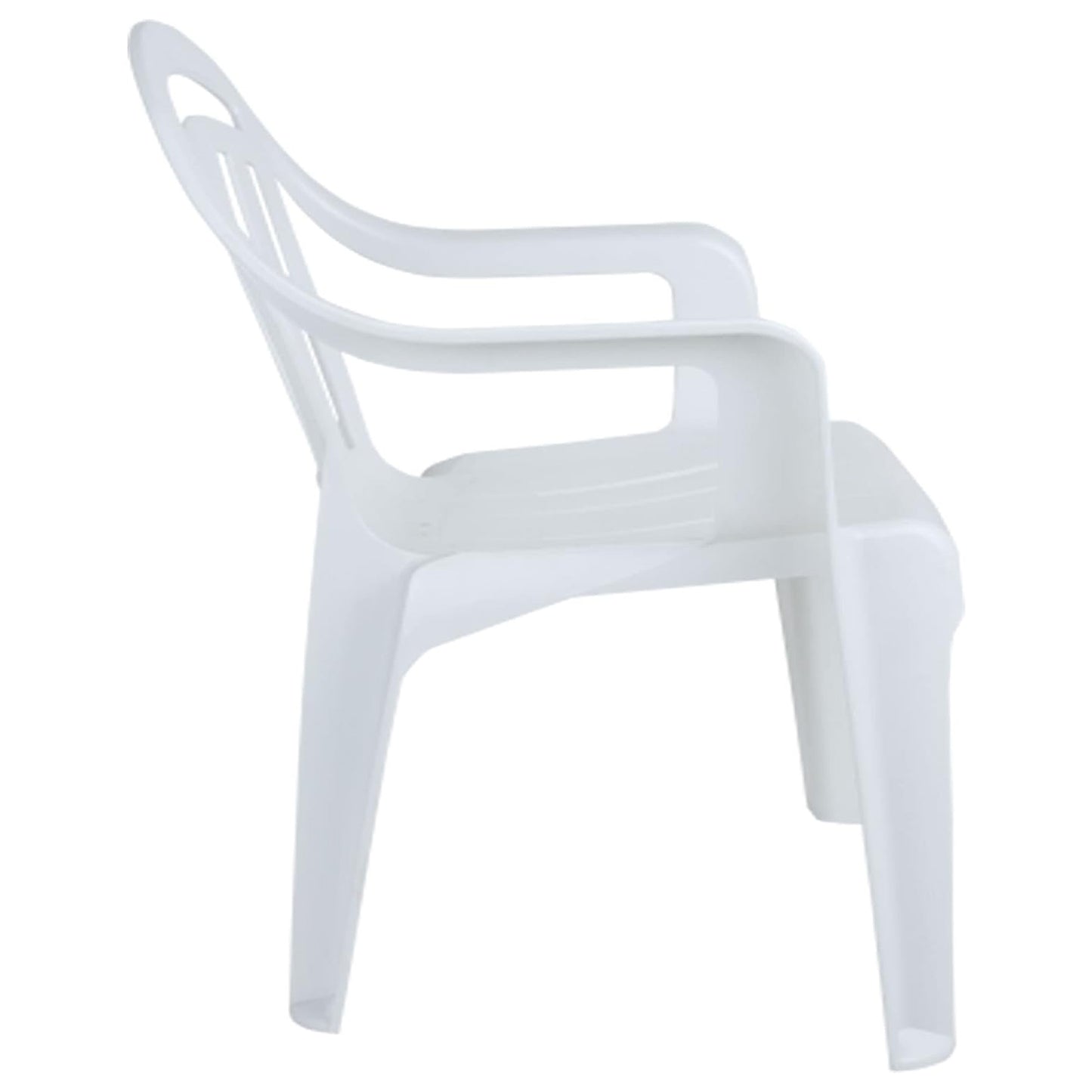 White Stackable Plastic Low Back Garden Chairs For Patios & Outdoor Picnics