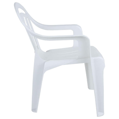 White Stackable Plastic Low Back Garden Chairs For Patios & Outdoor Picnics