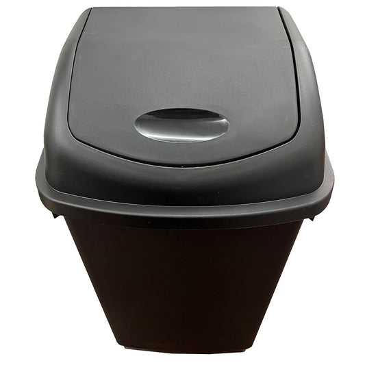 50L Black Swing Bin Waste Rubbish Recycling Flip Top Dustbin