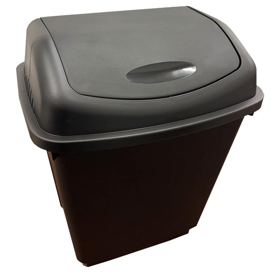 50L Black Swing Bin Waste Rubbish Recycling Flip Top Dustbin
