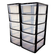 5 Plastic Storage Drawers Large Tall Tower Units for Home & Office