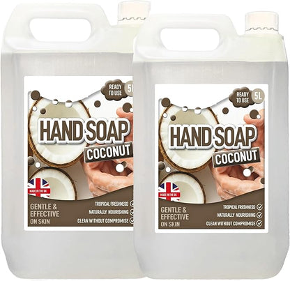 5 Litre Ready To Use Coconut Hand Soap Hydrates & Softens Non-Sticky Effective Cleanser