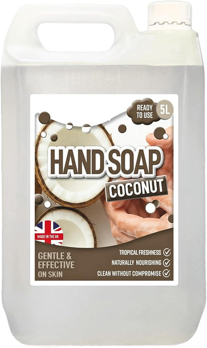 5 Litre Ready To Use Coconut Hand Soap Hydrates & Softens Non-Sticky Effective Cleanser