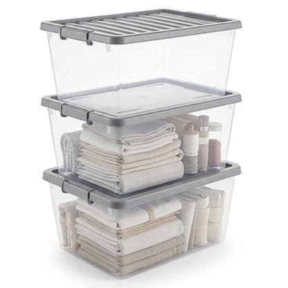 5-Pack 32L Clear Plastic Storage Boxes with Lids for Large Underbed Storage
