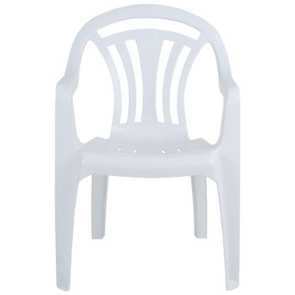 White Stackable Plastic Low Back Garden Chairs For Patios & Outdoor Picnics