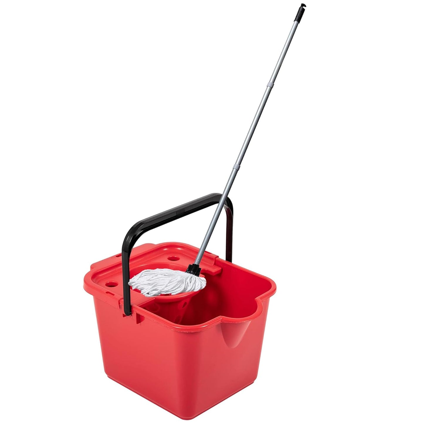 12L Mop & Bucket Set For Cleaning Hard Floors Complete With Pouring Lip & Cotton Mop
