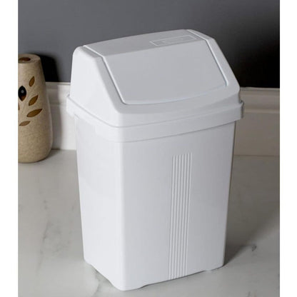 8L Ice White Flip Top Waste Rubbish Bins For Home, Office & Kitchen