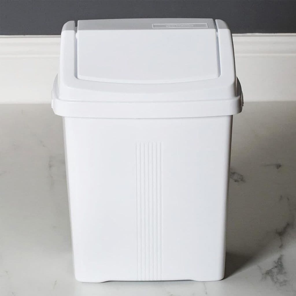 8L Ice White Flip Top Waste Rubbish Bins For Home, Office & Kitchen