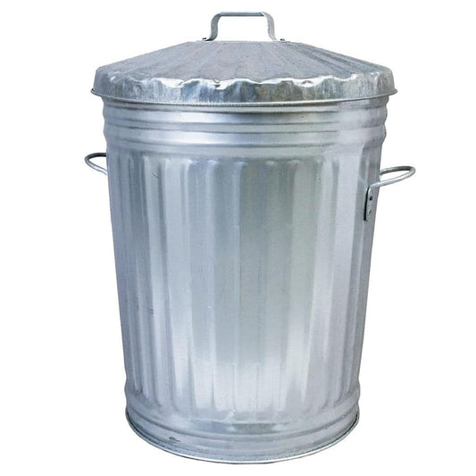 90L Galvanised Metal Home Kitchen Storage Rubbish Bin With Lid & Handles