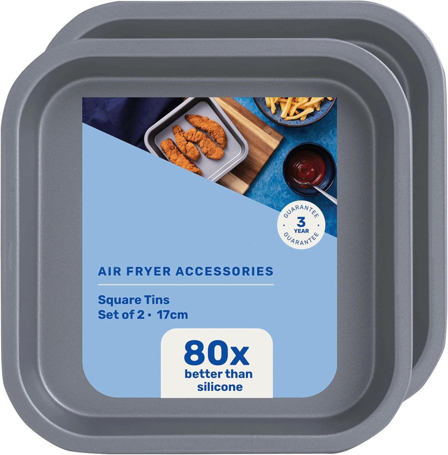 Air Fryer 17cm Square Tin Non-Stick Carbon Steel