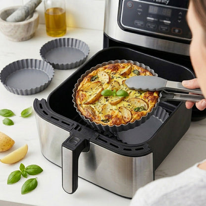 8.5cm Non-Stick Fluted Round Air Fryer Dish Ideal For Cooking & Roasting