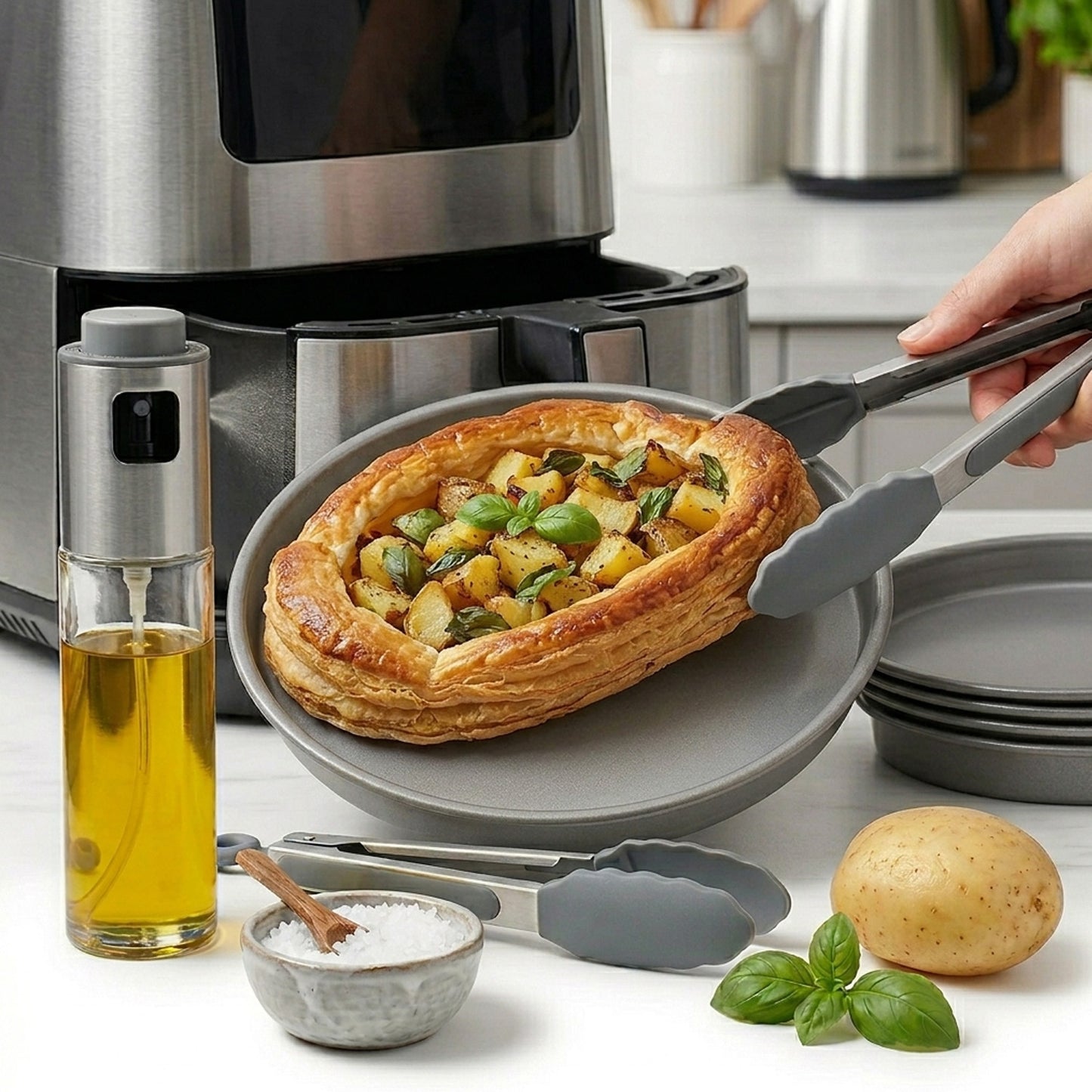 10.5cm Round Mini Non-Stick Low Carbon Steel Air Fryer Dish For Roasting & Baking