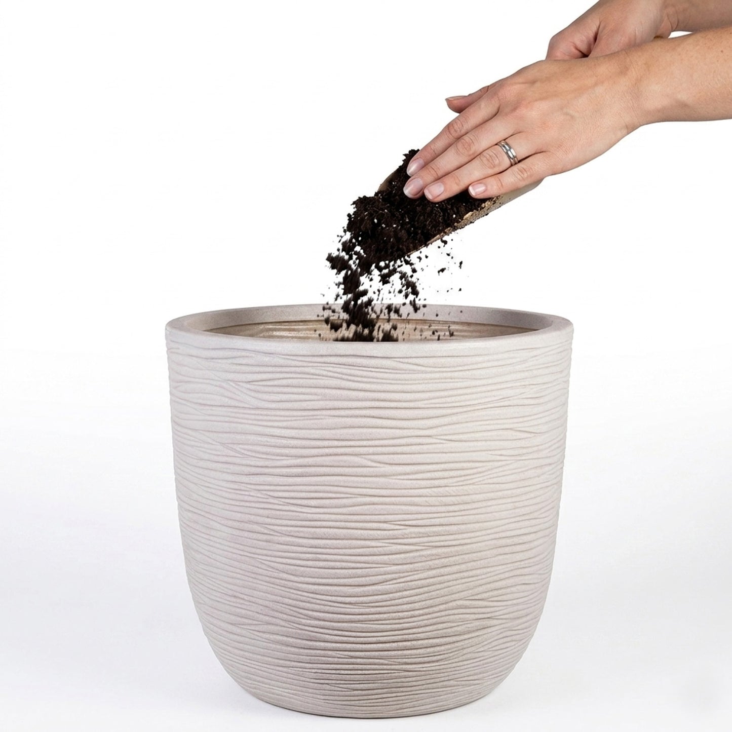 XL Stone Effect Amalfi Round Garden Indoor Outdoor Flower & Tree Planter