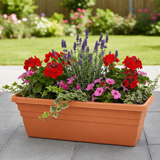 Beautiful Stylish Ascot Brown 50cm Long Garden Décor Trough Planter