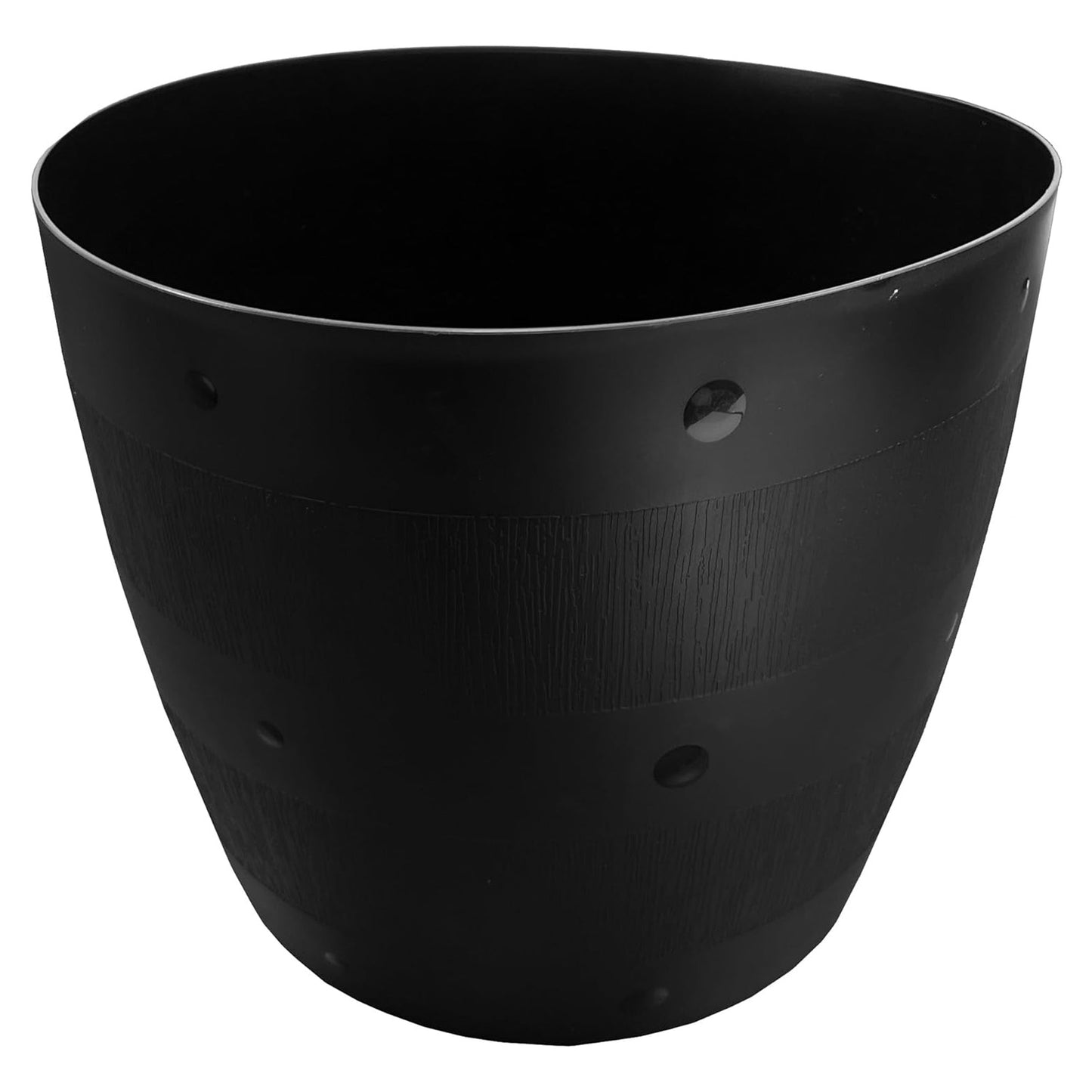 Black Outdoor Gardening Round Barrel Planter