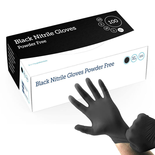 Black Nitrile Powder Free Gloves Strong & Puncture Resistant Ideal For Medical, Tattoo, Barber Shop & Mechanical Gloves