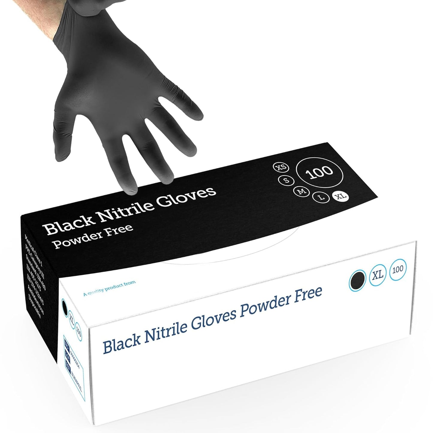 Black Nitrile Powder Free Gloves Strong & Puncture Resistant Ideal For Medical, Tattoo, Barber Shop & Mechanical Gloves