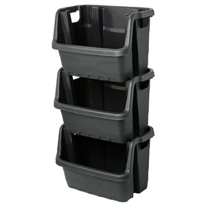 Heavy Duty Black Plastic Open Fronted Storage Crates