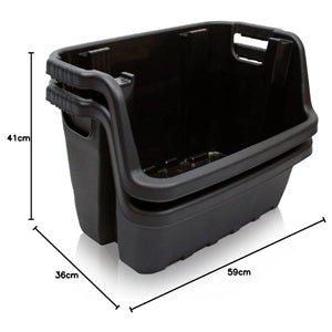 Heavy Duty Black Plastic Open Fronted Storage Crates