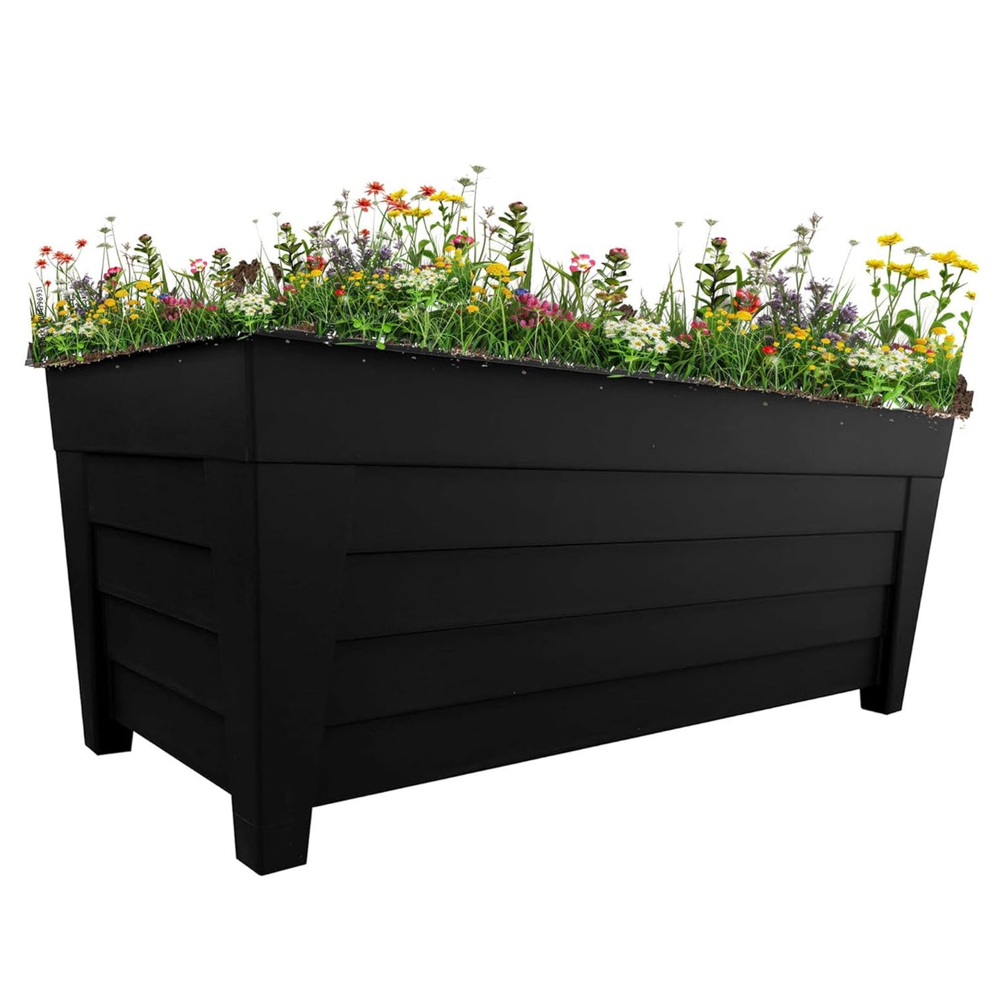 4 Black Large Grosvenor Troughs Long Flower Planters For Home & Garden