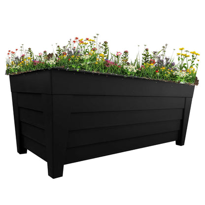 4 Black Large Grosvenor Troughs Long Flower Planters For Home & Garden