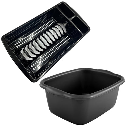 Rectangular Washing Up Bowl & Dish Drainer Rack