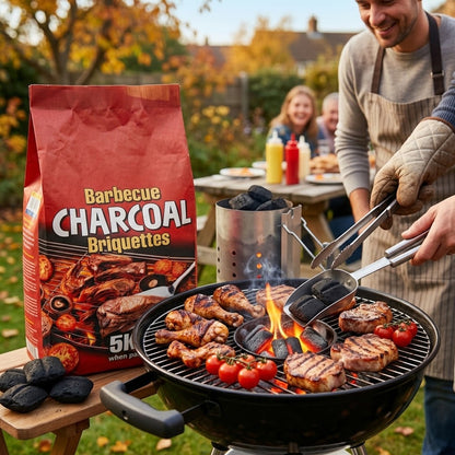5KG Charcoal BBQ Briquettes - Fast Lighting Barbecue Fuel for Outdoor Grilling