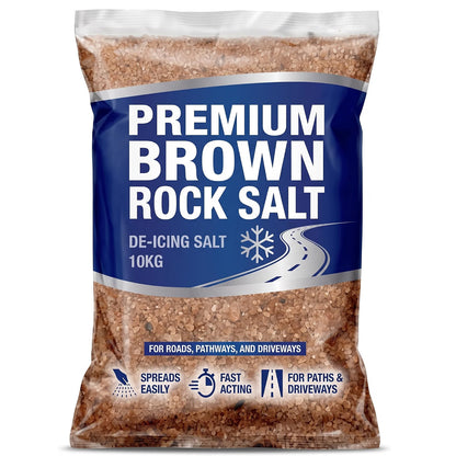 10kg Brown Rock Salt & De-Icing Fast-Acting Grit for Ice & Snow Melting