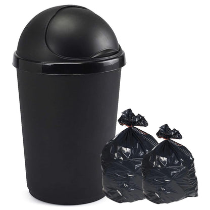 50L Black Kitchen Bullet Bin With Roll Open Lid