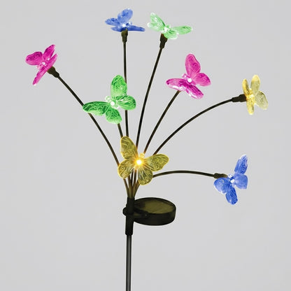 Decorative Solar Butterfly Lights, 8-Stem Warm White Swaying Garden & Patio Décor