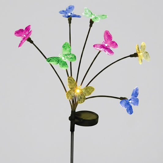 Decorative Solar Butterfly Lights, 8-Stem Warm White Swaying Garden & Patio Décor