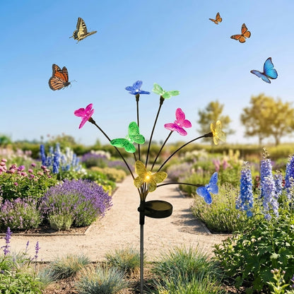 Decorative Solar Butterfly Lights, 8-Stem Warm White Swaying Garden & Patio Décor