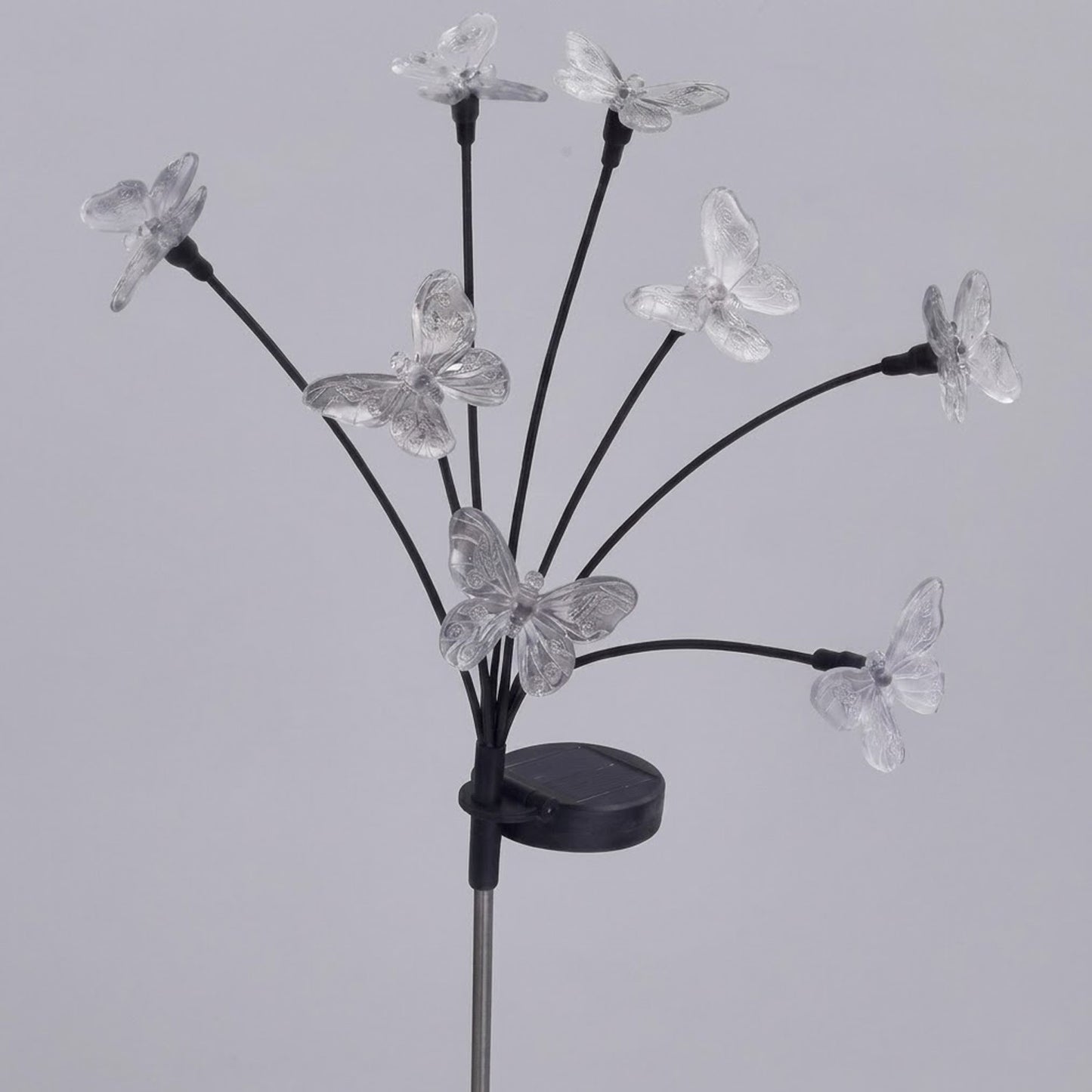 Decorative Solar Butterfly Lights, 8-Stem Warm White Swaying Garden & Patio Décor