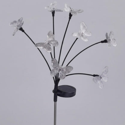 Decorative Solar Butterfly Lights, 8-Stem Warm White Swaying Garden & Patio Décor