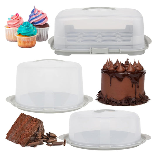 Clear Plastic Cake/Cupcake Caddy Storage Container With Lids & Carry Handles