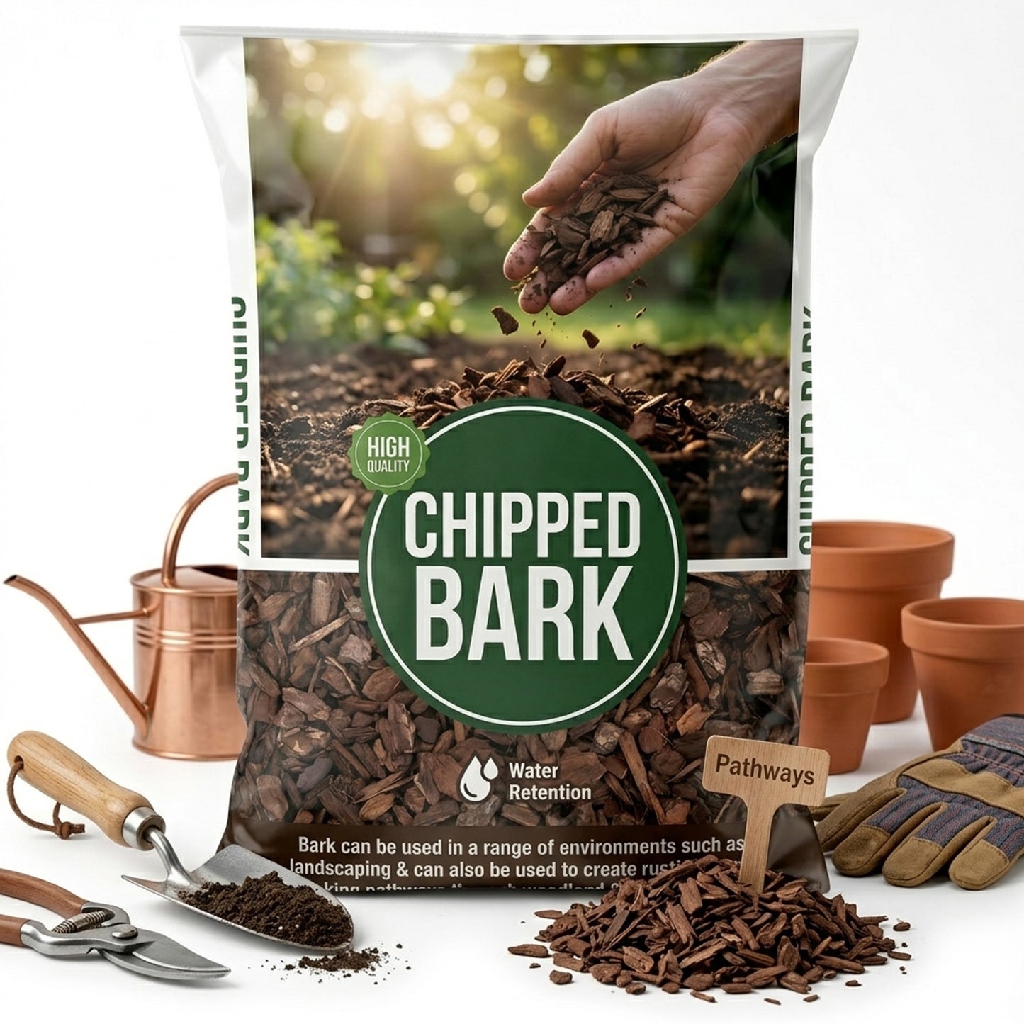 50 Litres Chipped Bark For Decorative & Landscape Gardening & Paths
