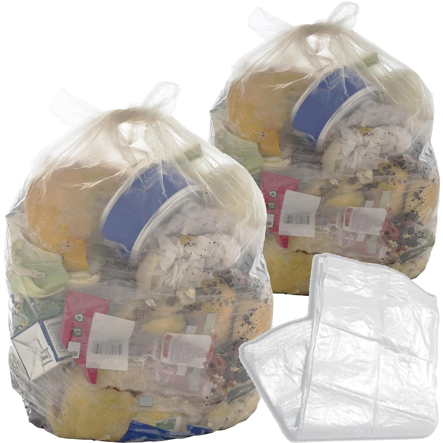 Clear Transparent Plastic Bin Bags 90L Refuse Sacks