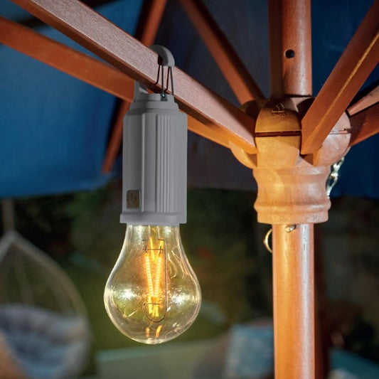 USB Rechargeable Clip-On Light with 3 Modes & Hook for Porches & Pergolas