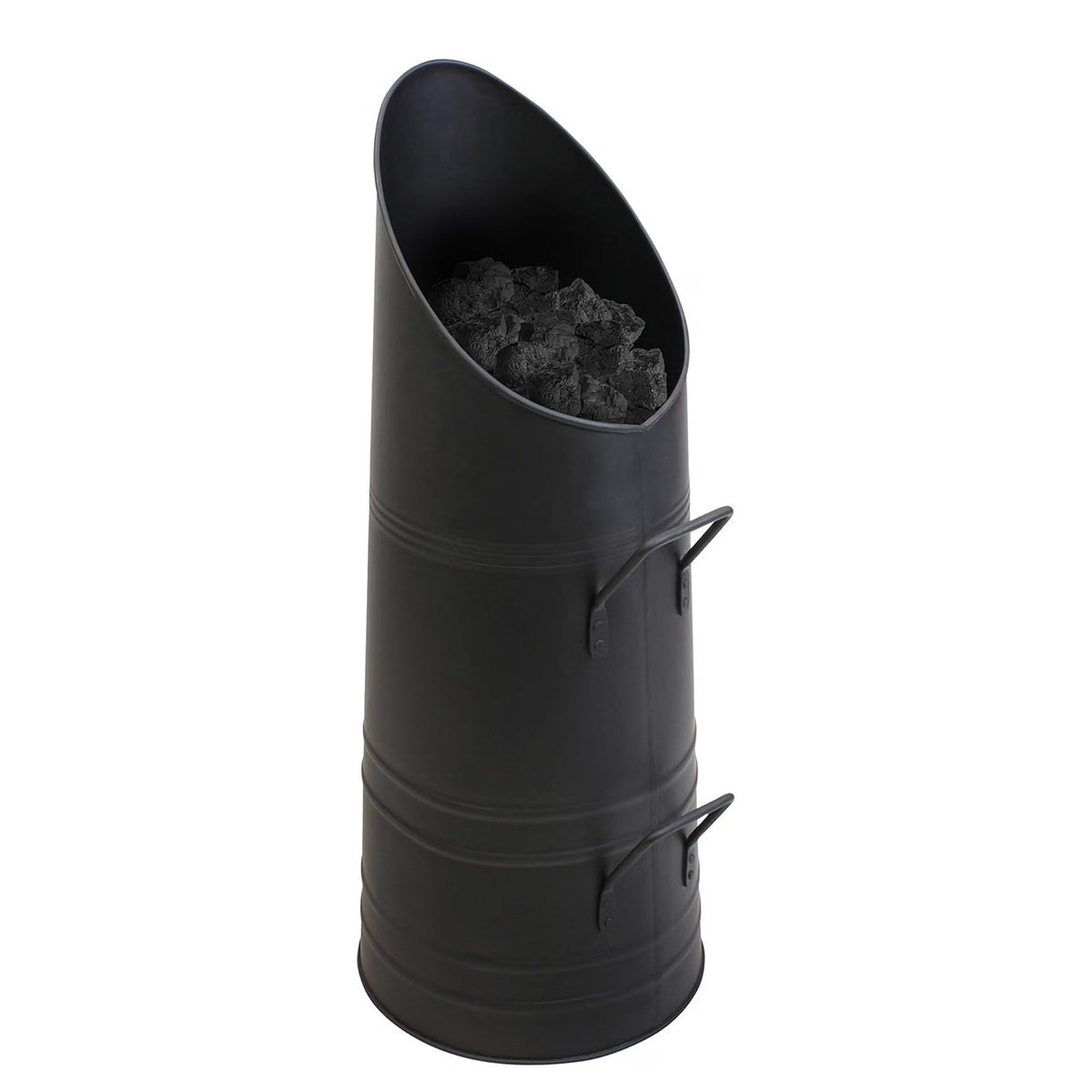 22" Heavy Duty Black Coal Hod Bucket for Fireplaces with Easy Fill Lip