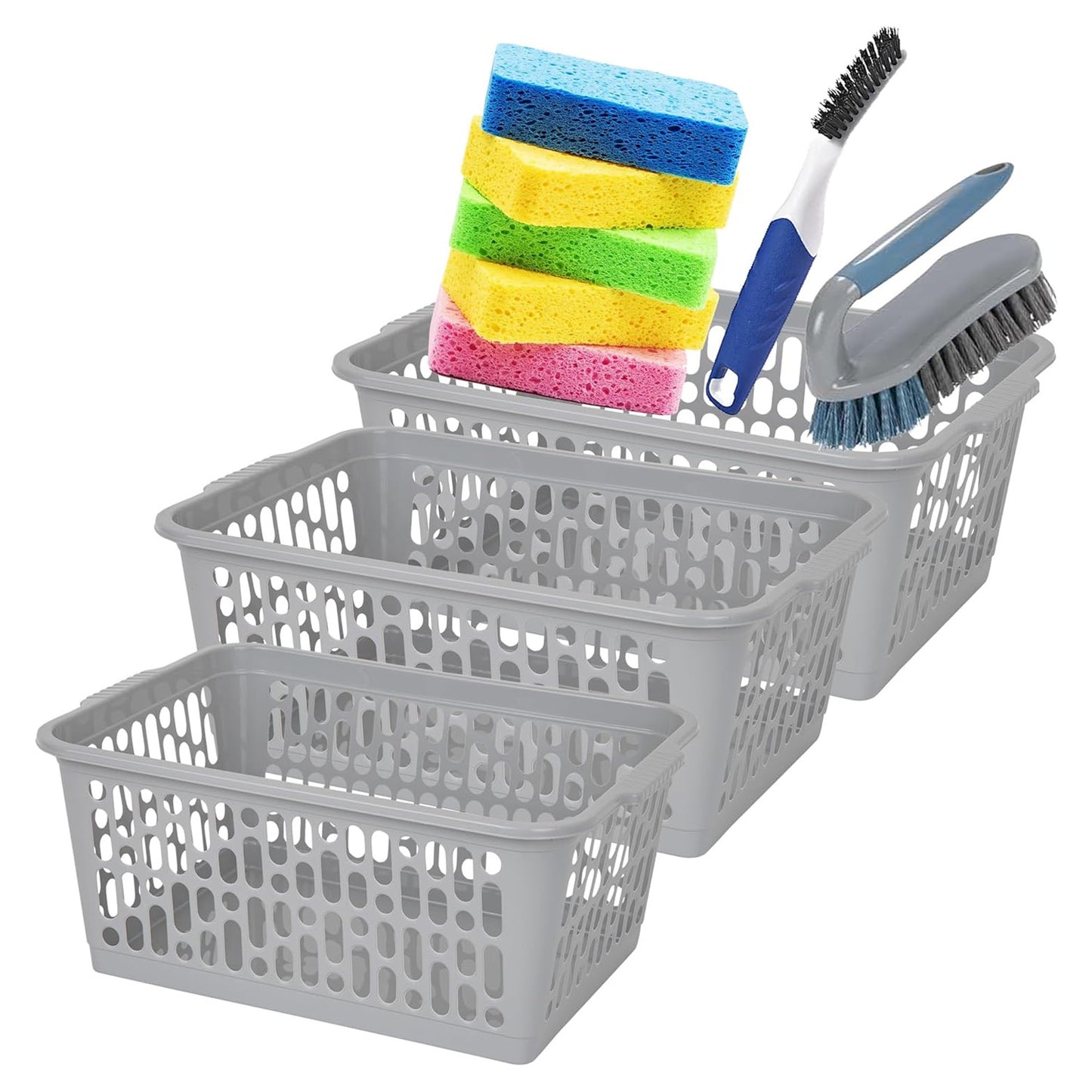 Multipurpose Plastic Handy Storage Basket Cool Grey For Organisation