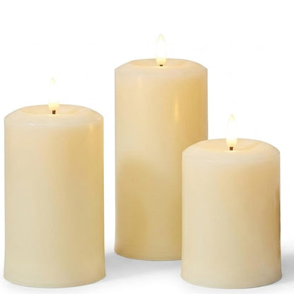 18cm Cream Faux Flame LED Pillar Candle Flickering Flame Effect Home Decor Light