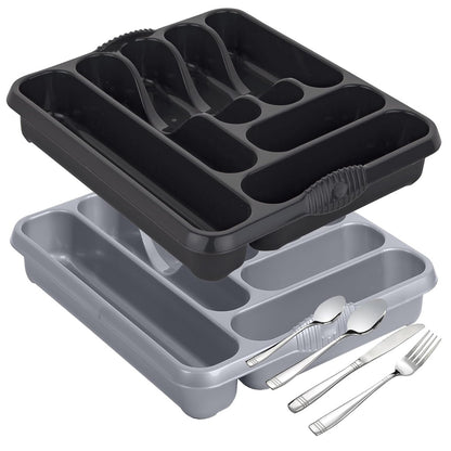 Large 7 Compartment Cutlery Tray Rack Holder For Drawer Organisation