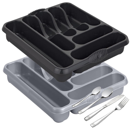 Large 7 Compartment Cutlery Tray Rack Holder For Drawer Organisation