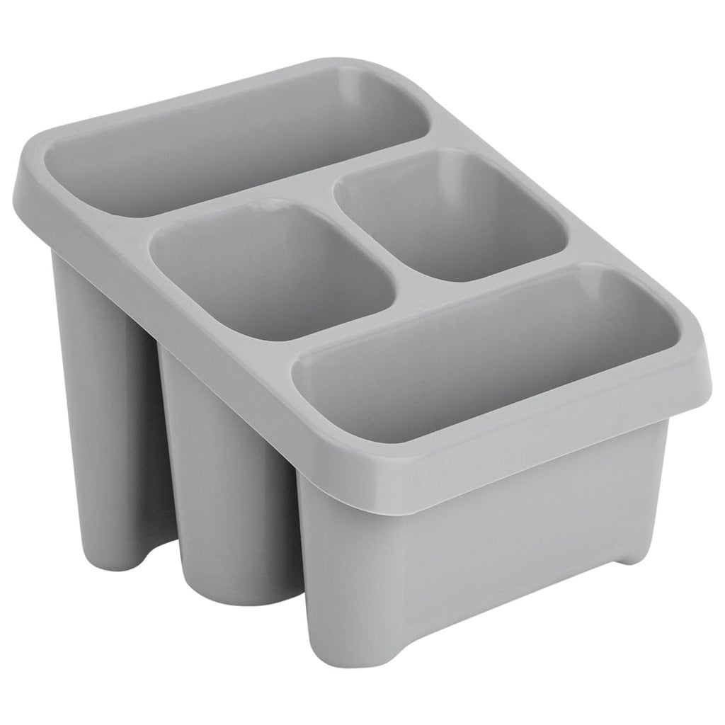Grey Sink Utensil Holder & Cutlery Drainer With 4 Compartments