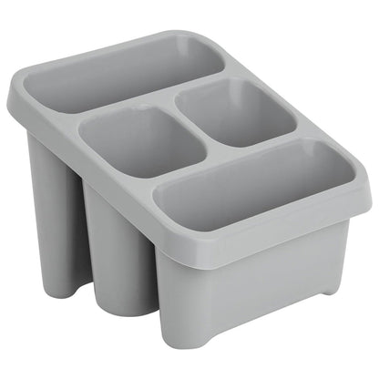 Grey Sink Utensil Holder & Cutlery Drainer With 4 Compartments