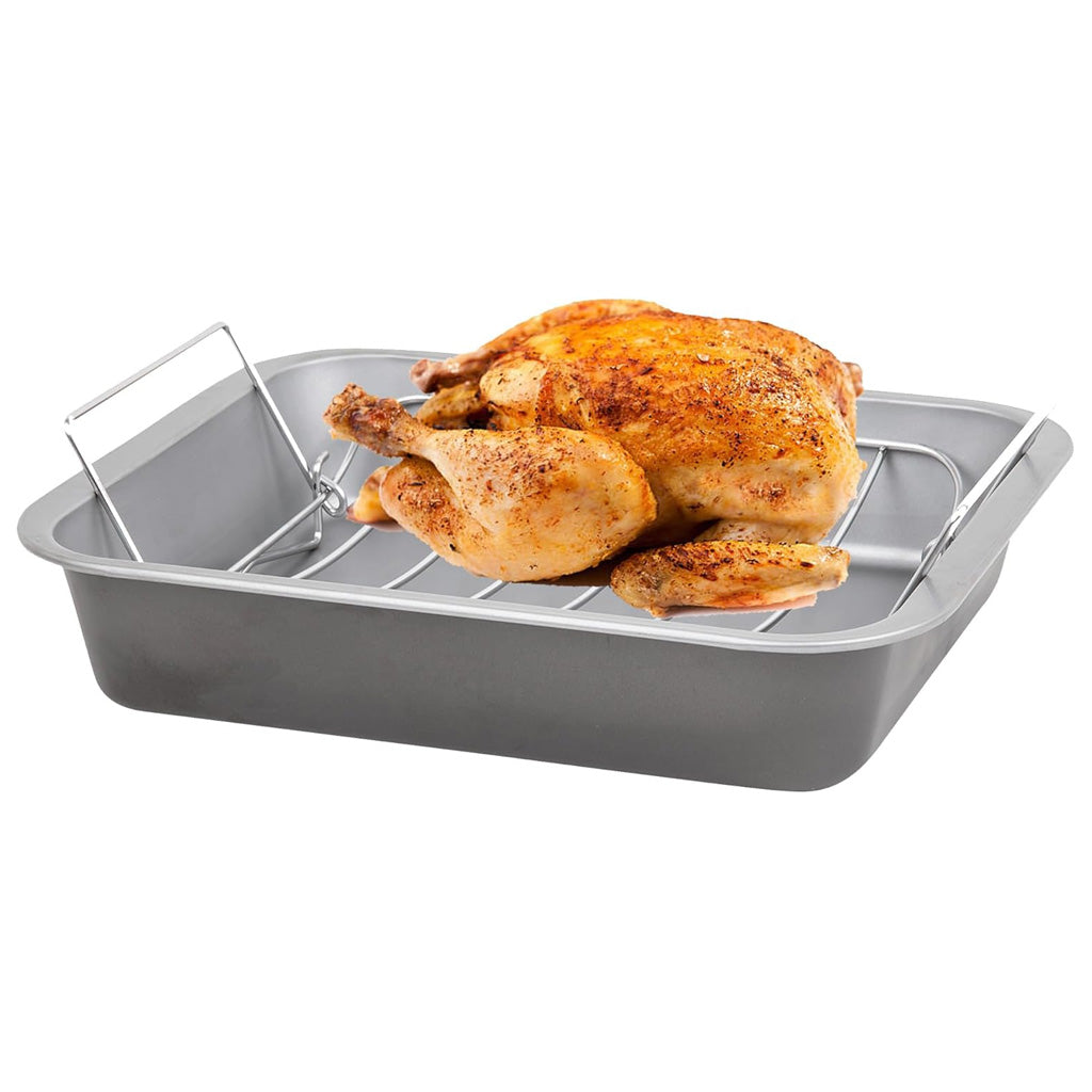 36cm Deep Roasting Tin with Stainless Steel Curved Roasting Rack