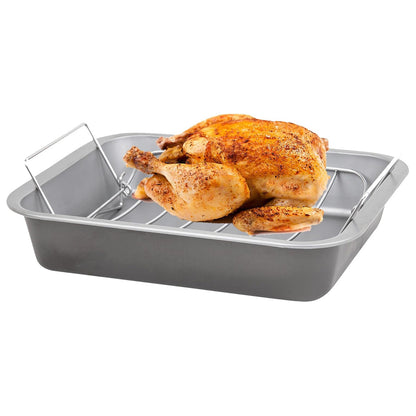 36cm Deep Roasting Tin with Stainless Steel Curved Roasting Rack